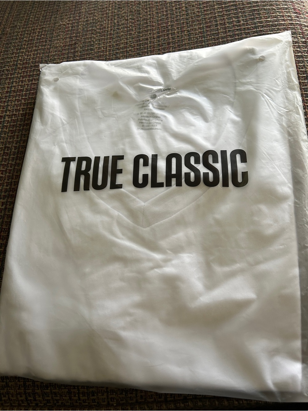 New in Packaging True Classic Size L White V Neck T Shirt